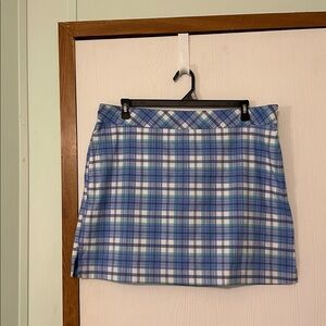 Izod Golf Blue and White Plaid Golf Skirt With Built In Shorts Size 16